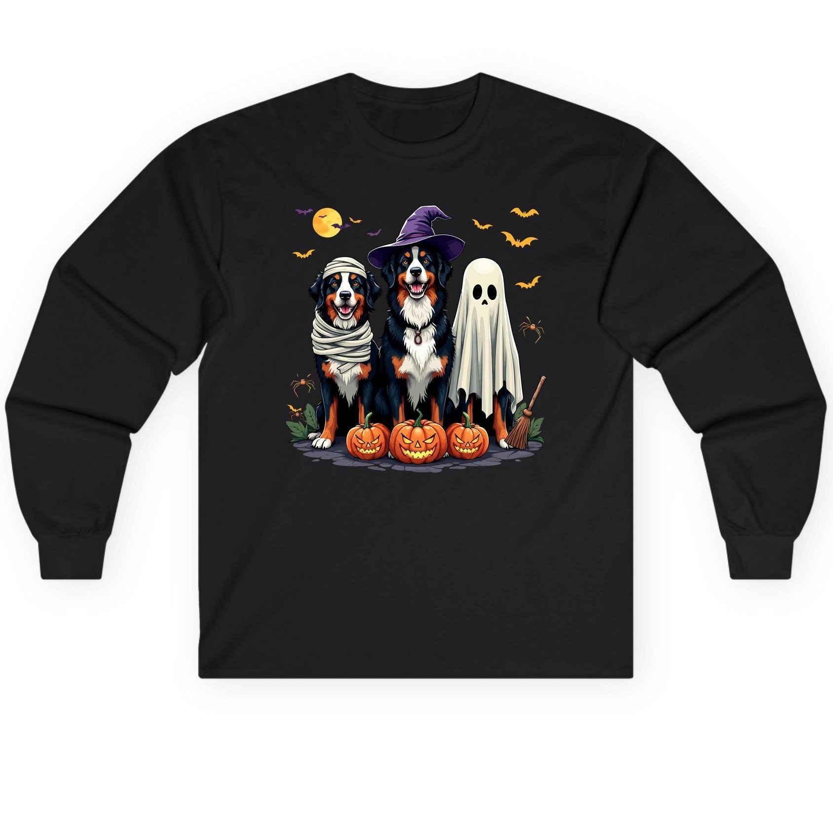 Halloween Bernese Mountain Dogs bernese mountain dog Long Sleeve Tee Black product mockup