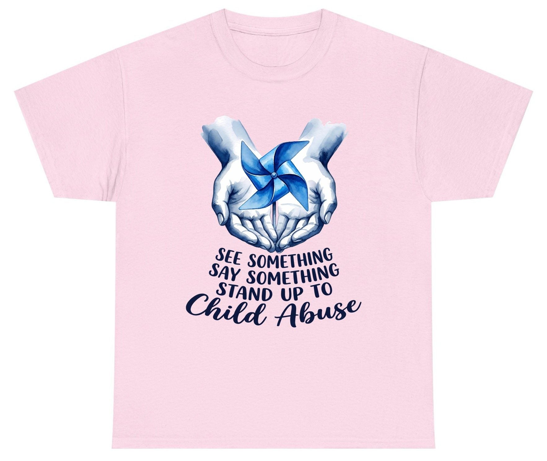 SEE Something SAY Something STAND UP TO Child Abuse Youth T-Shirt - product mockup - Light Pink