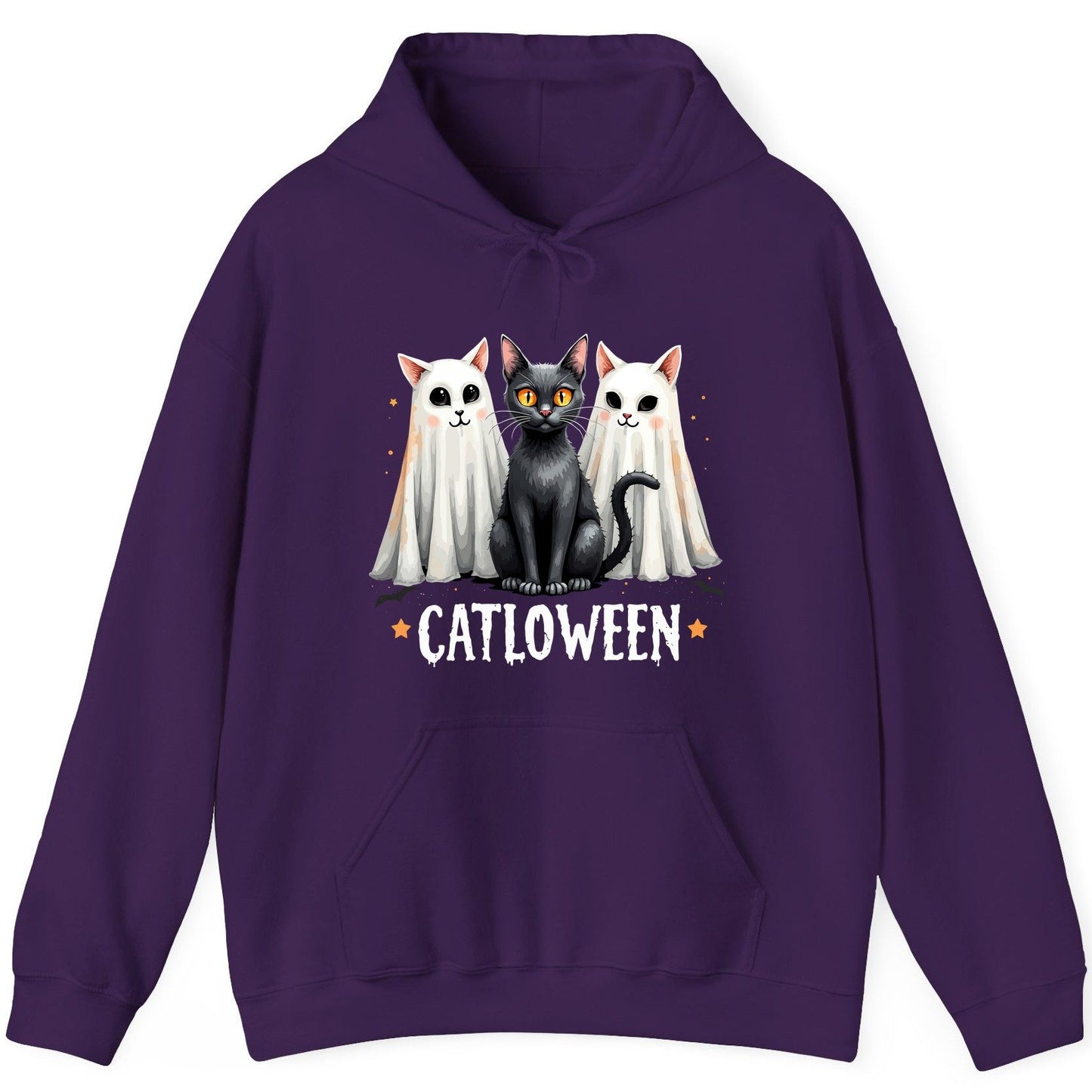 Catloween Halloween cats Hoodie Purple product mockup
