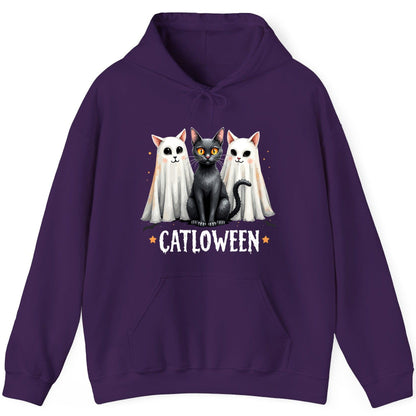 Catloween Halloween cats Hoodie Purple product mockup