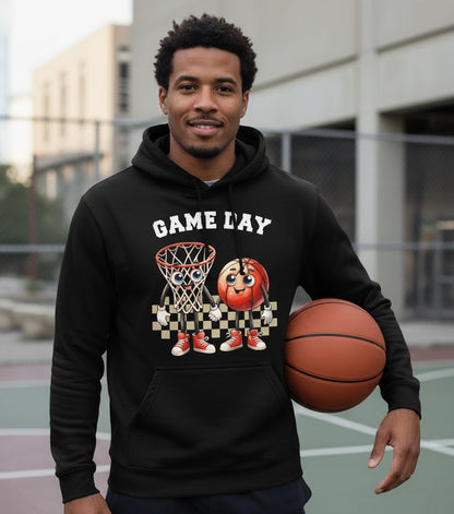Game Day basketball Hoodie Black lifestyle mockup