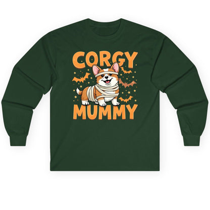 Corgy Mummy corgi Long Sleeve Tee Forest Green product mockup