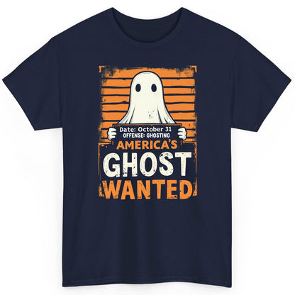 Date October 31 Offense Ghosting America's Ghost Wanted ghost T-Shirt Navy product mockup