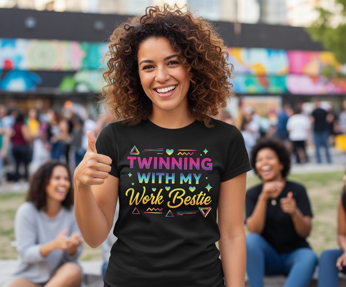 Twinning with My Work Bestie work bestie T-Shirt Black lifestyle mockup
