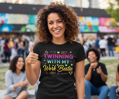 Twinning with My Work Bestie work bestie T-Shirt Black lifestyle mockup
