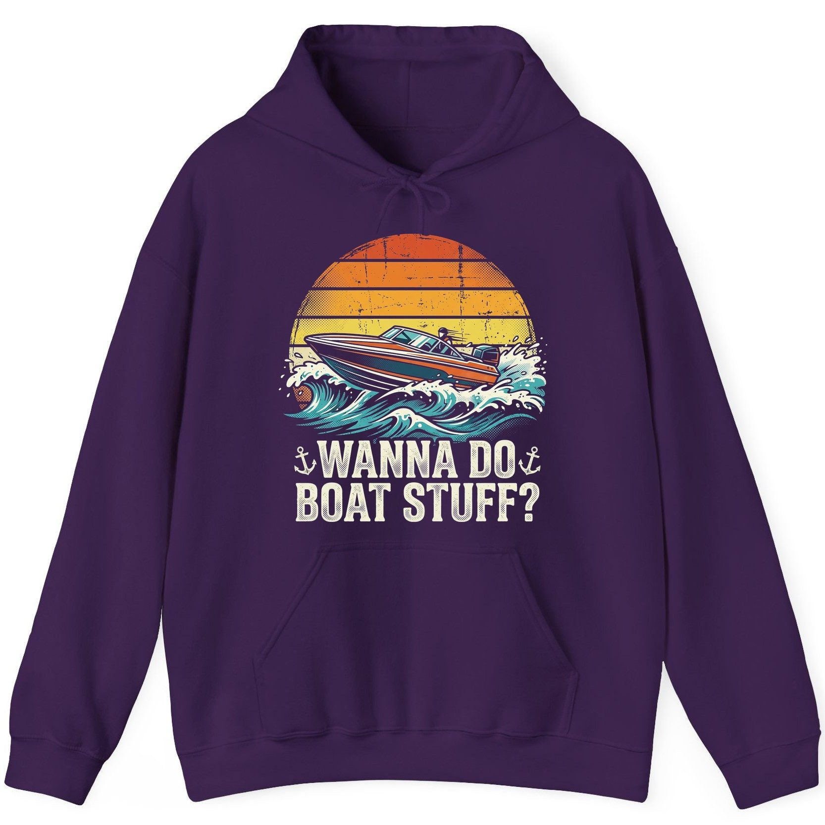 WANNA DO BOAT STUFF Funny Boating Hoodie - product mockup - Purple