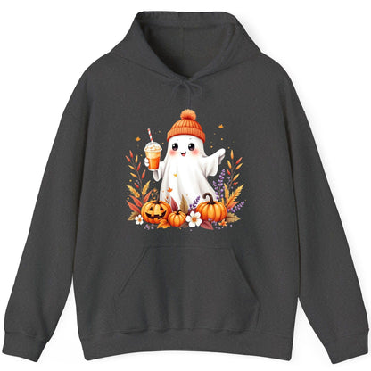 Cute Ghost Pumpkin Spice Latte cute Halloween ghost Hoodie Dark Heather product mockup