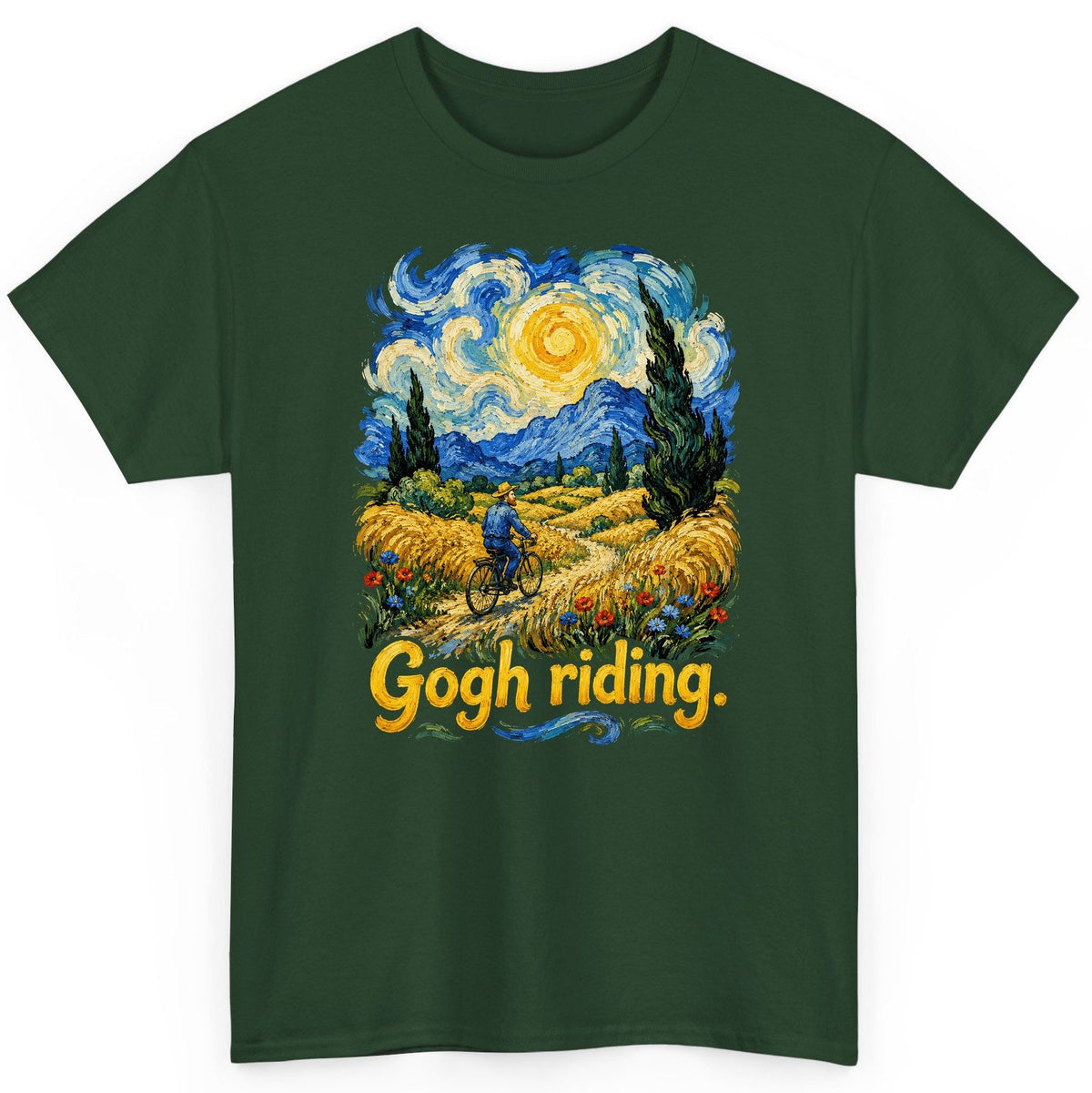 Gogh Riding van gogh art parody T-Shirt Forest Green product mockup