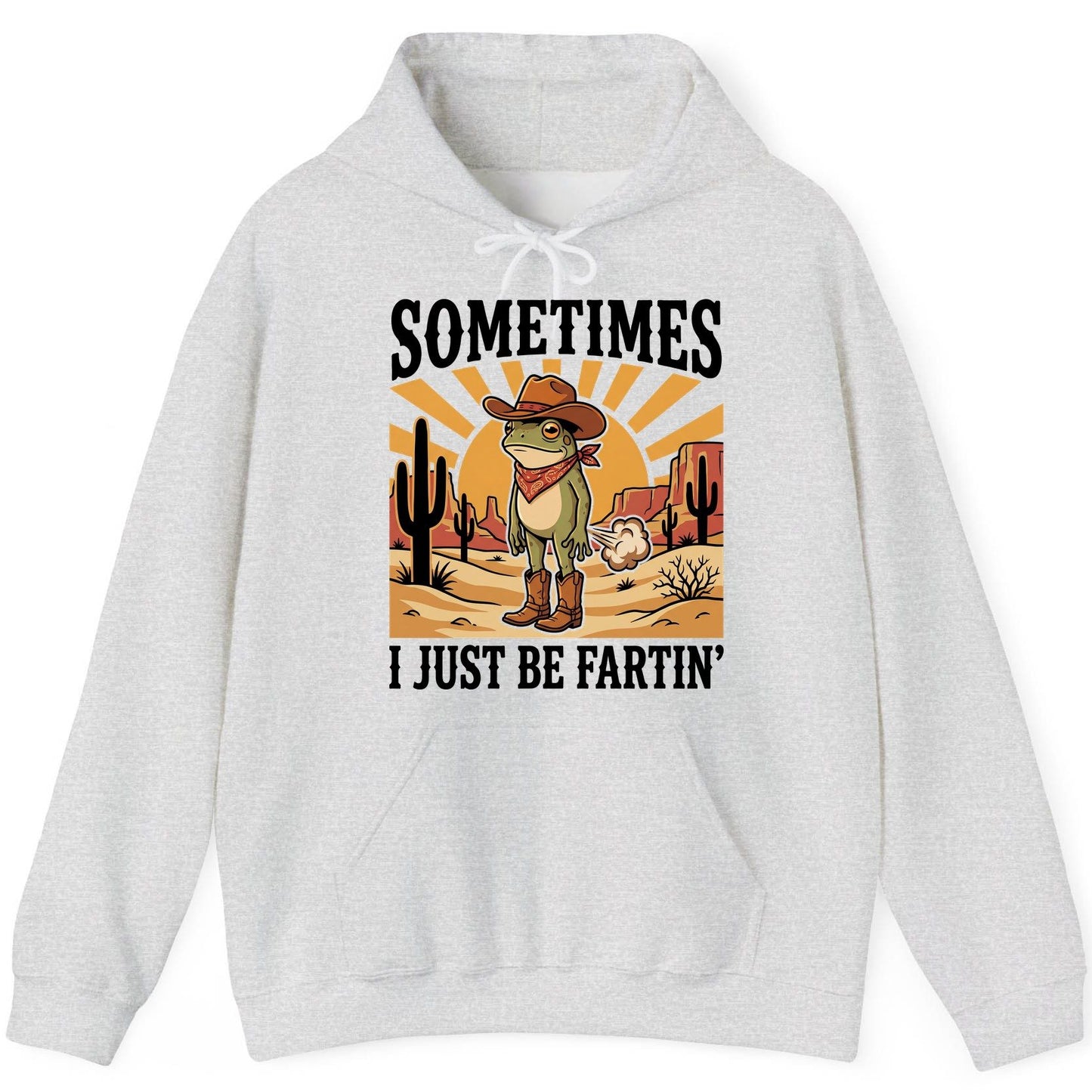 Sometimes It Just Be Fartin' cowboy frog Hoodie Ash product mockup