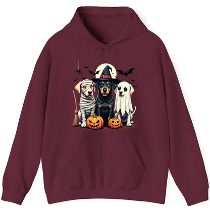 Halloween Dogs in Costumes dogs in Halloween costumes Hoodie Maroon product mockup