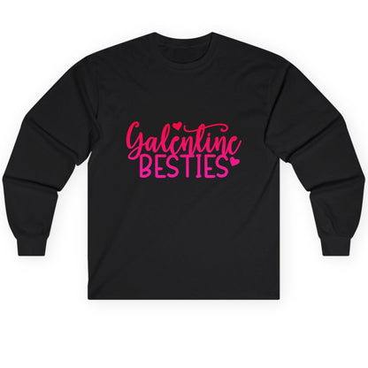 Galentine Besties galentine's day Long Sleeve Tee Black product mockup