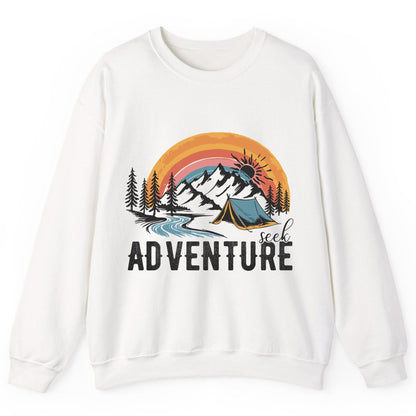 Seek Adventure camping Sweatshirt White product mockup