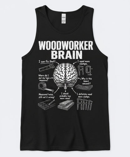 Woodworker Brain Funny Woodworking Tank Top - product mockup - Black