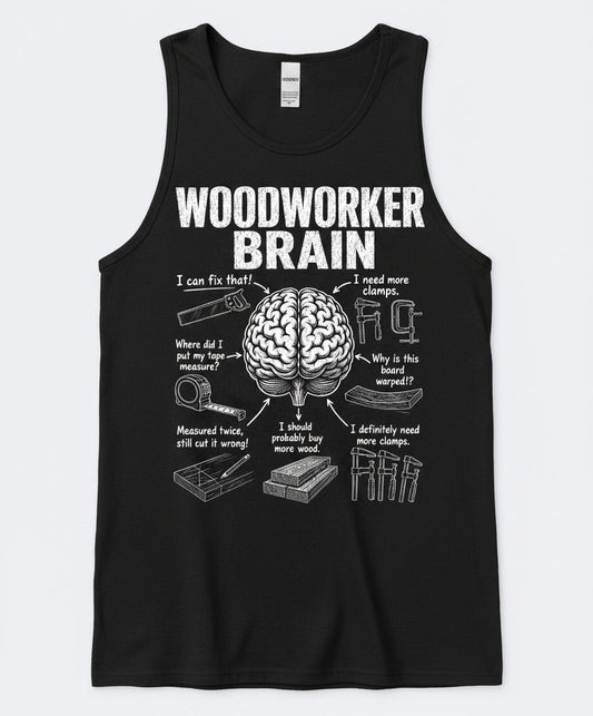 Woodworker Brain Funny Woodworking Tank Top - product mockup - Black