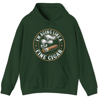 I'm Aging Like a Fine Cigar cigar smoking Hoodie Forest Green product mockup