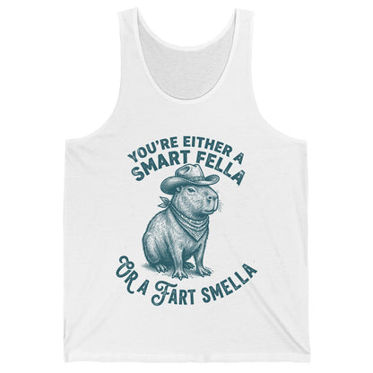 You're Either a Smart Fella or a Fart Smella capybara Tank Top White product mockup