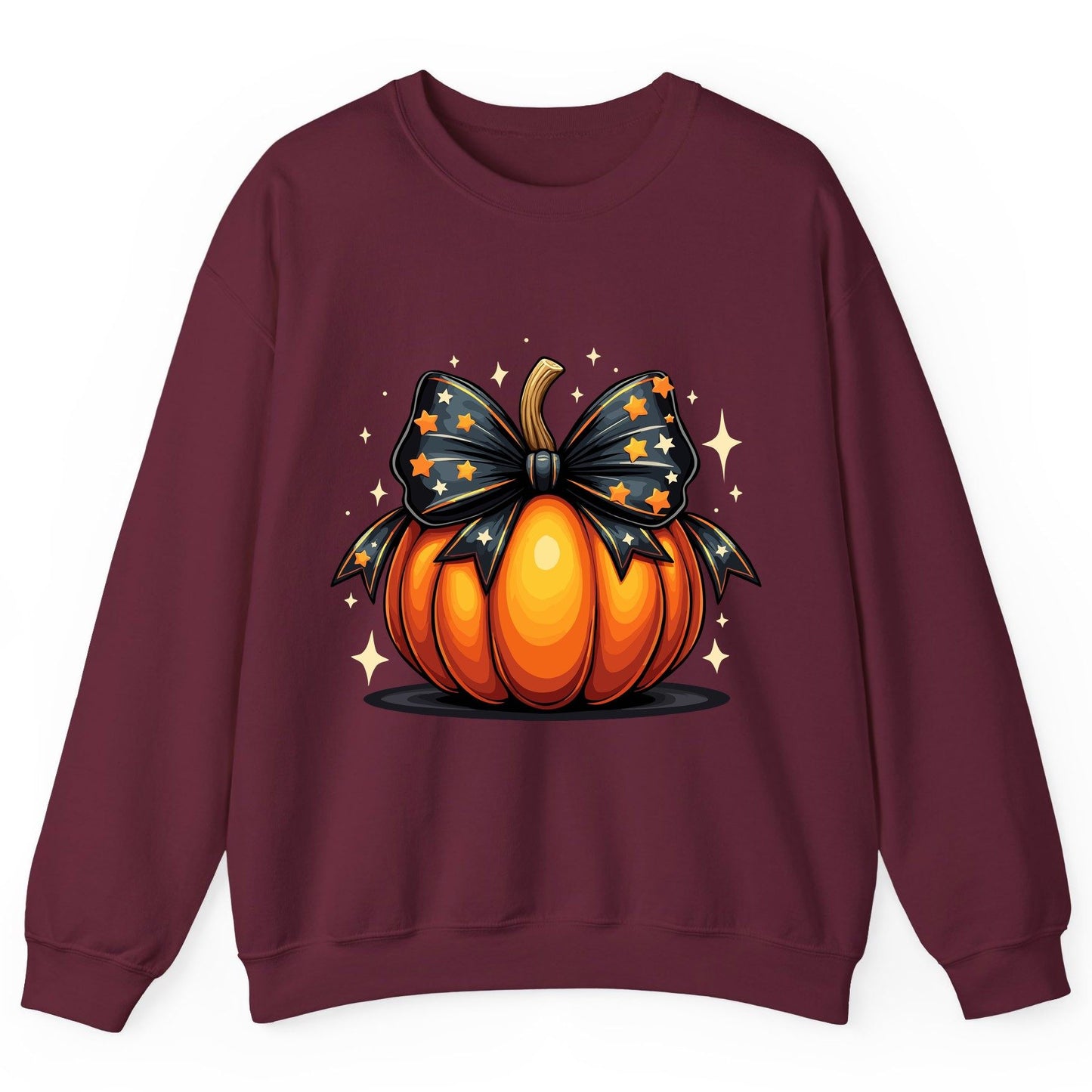 Starry Bow Pumpkin Halloween pumpkin Sweatshirt Maroon product mockup