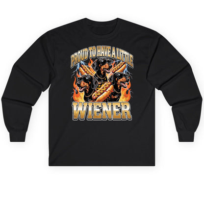 Proud to Have a Little Wiener dachshund Long Sleeve Tee Black product mockup