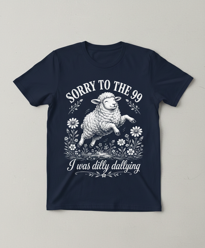Dilly Dallying Lost Sheep Christian Humor Design T-Shirt - Navy