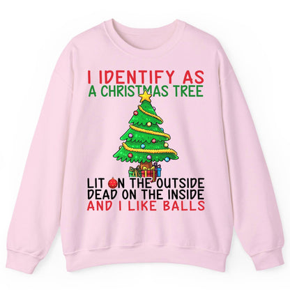 I Identify as a Christmas Tree and I Like Balls Christmas humor Sweatshirt Light Pink product mockup