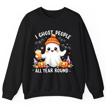 I Ghost People All Year Round cute ghost Sweatshirt Black product mockup
