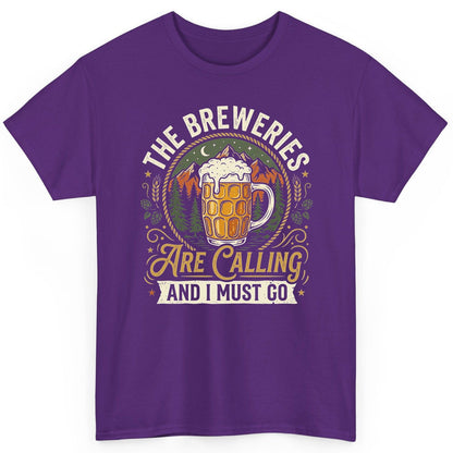 The Breweries Are Calling and I Must Go Funny Craft Beer T-Shirt - product mockup - Purple