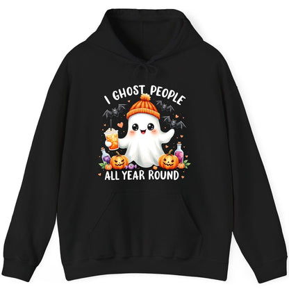 I Ghost People All Year Round cute ghost Hoodie Black product mockup