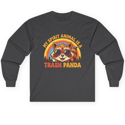 My Spirit Animal Is a Trash Panda raccoon Long Sleeve Tee Dark Heather product mockup
