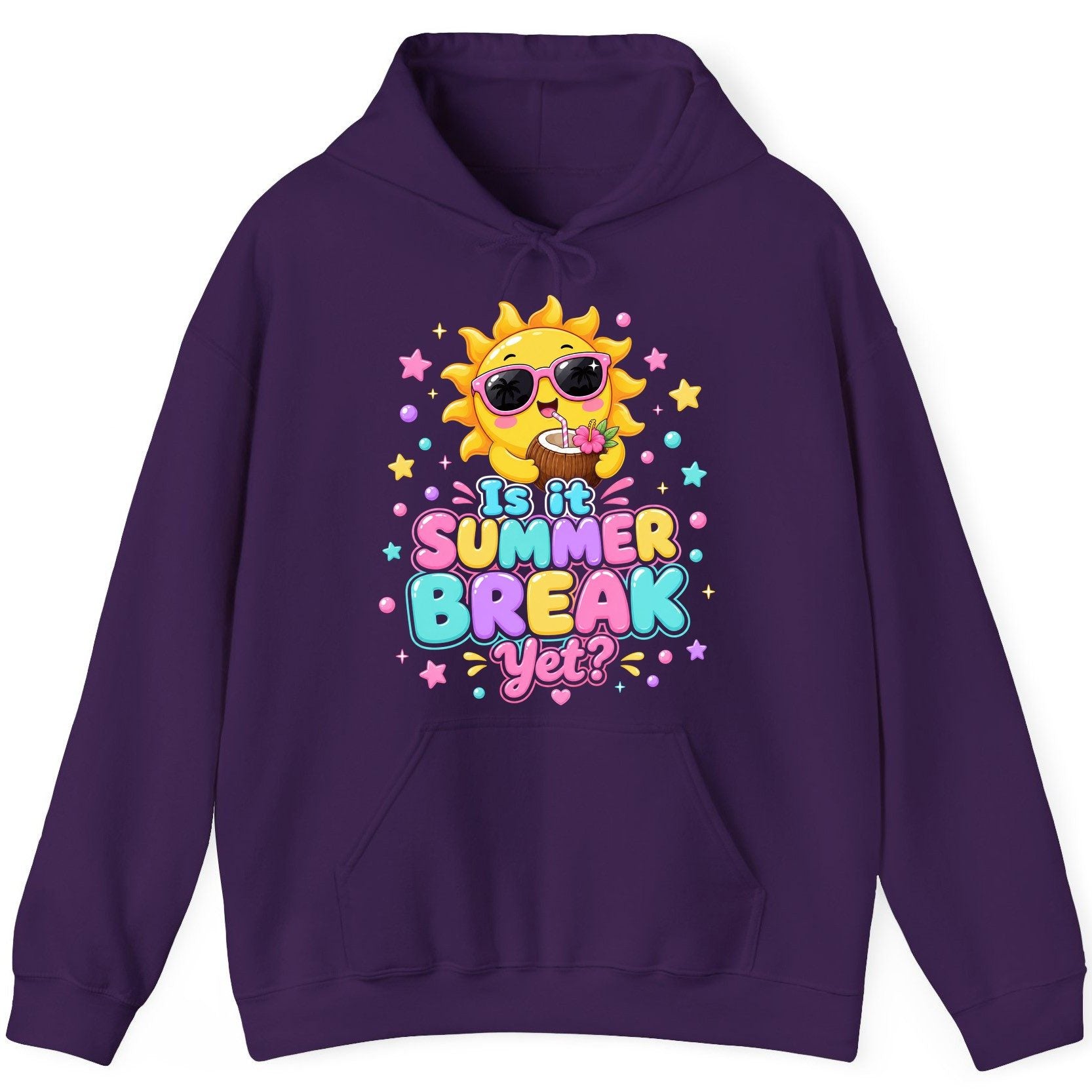 Is It SUMMER BREAK Yet Funny Vacation Hoodie - product mockup - Purple