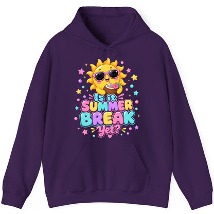 Is It SUMMER BREAK Yet Funny Vacation Hoodie - product mockup - Purple