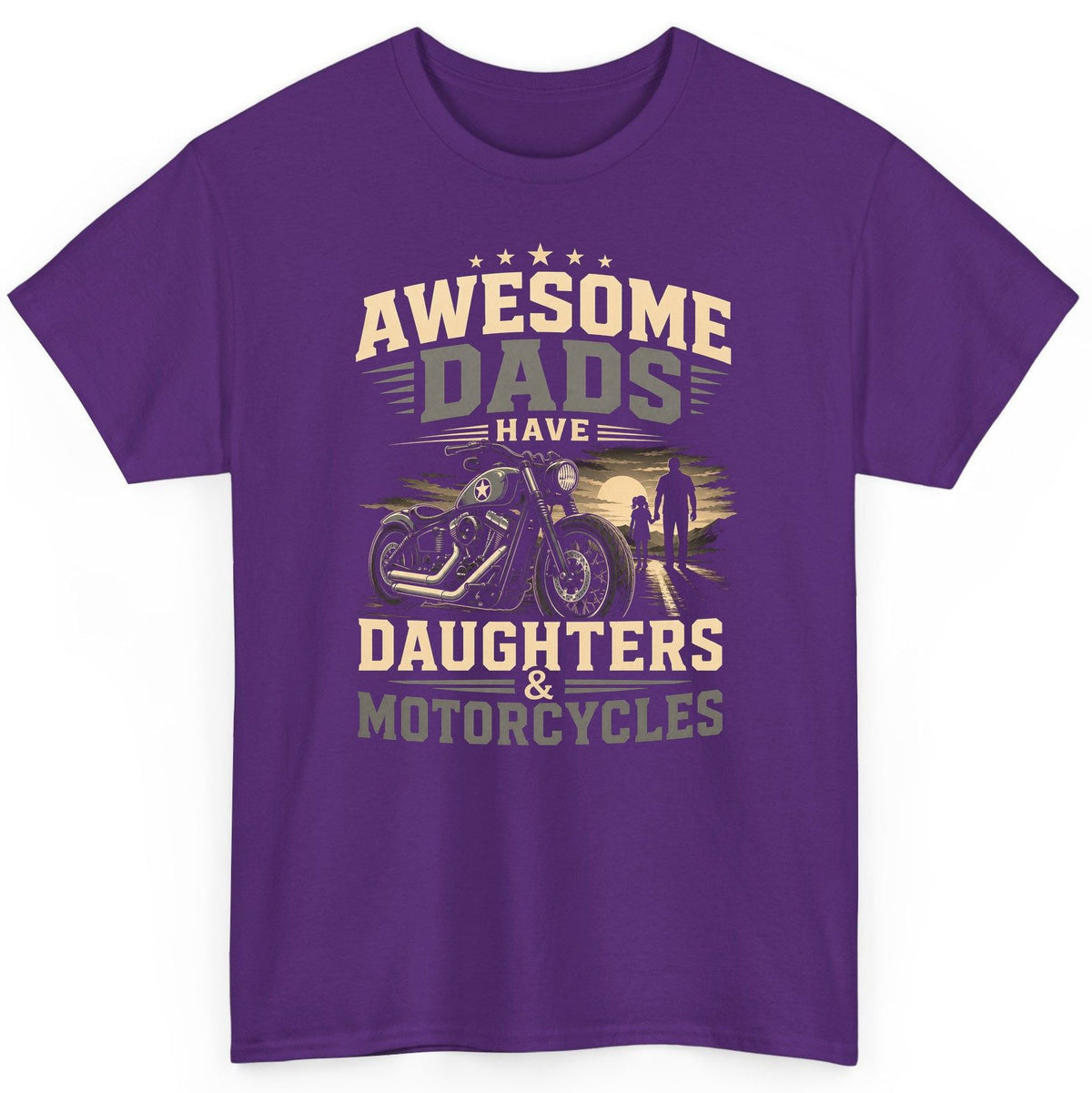 Awesome Dads Have Daughters & Motorcycles biker dad T-Shirt Purple product mockup