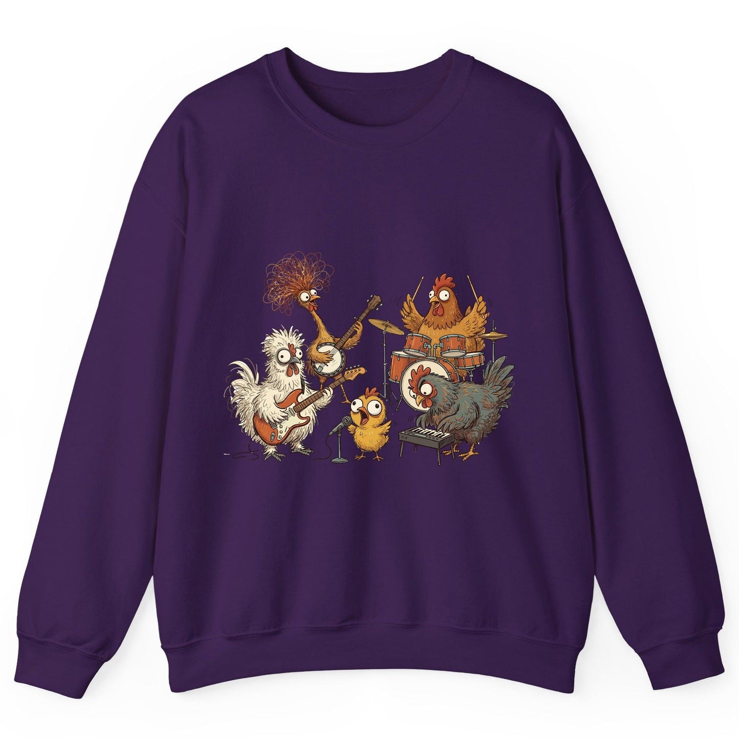 Chicken Rock Band chicken rock band Sweatshirt Purple product mockup