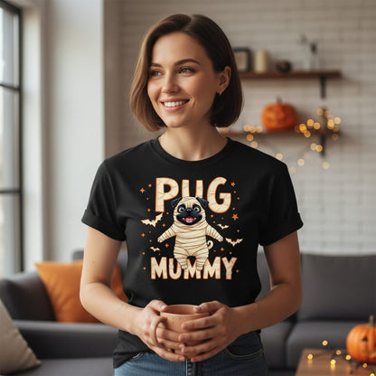 Pug Mummy pug T-Shirt Black lifestyle mockup