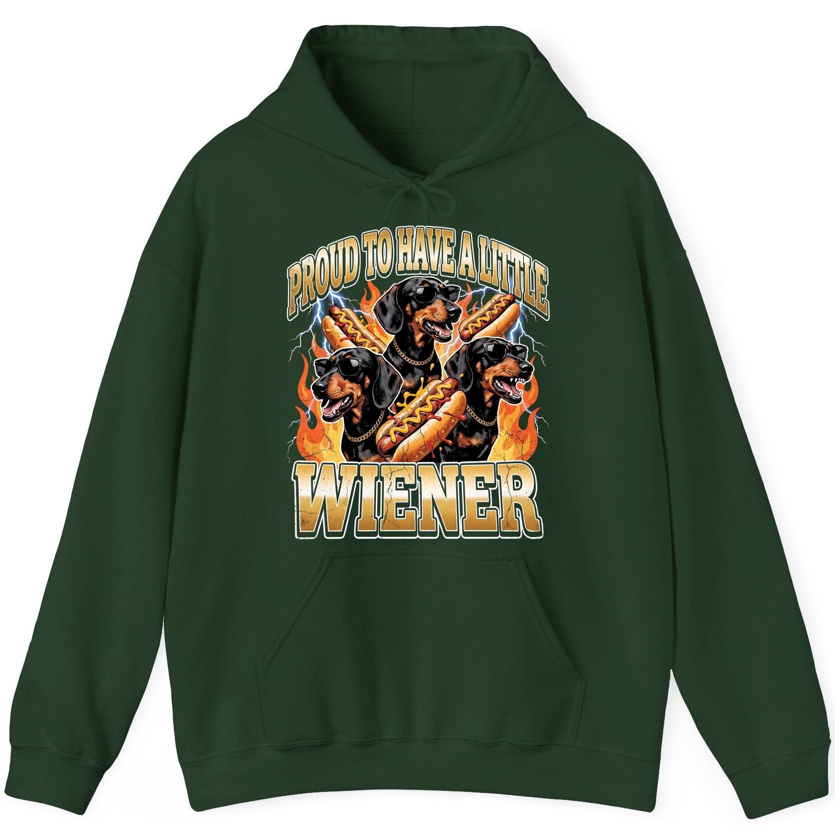 Proud to Have a Little Wiener dachshund Hoodie Forest Green product mockup