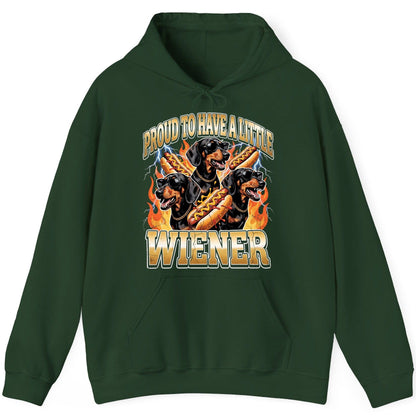 Proud to Have a Little Wiener dachshund Hoodie Forest Green product mockup