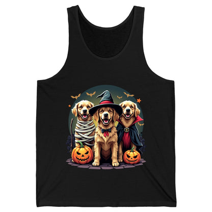 Golden Retriever Halloween Trio golden retriever Tank Top Black product mockup