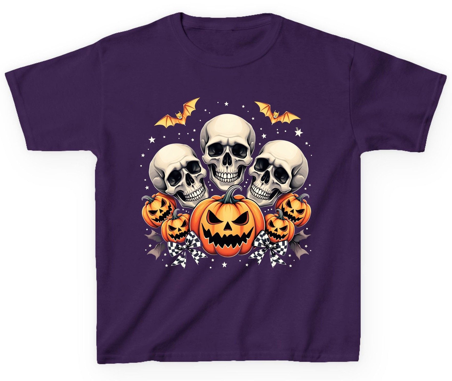 Skulls and Pumpkins Halloween Halloween Youth T-Shirt Purple product mockup