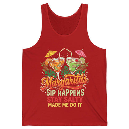 Margaritas Sip Happens Stay Salty Made Me Do It Tank Top - product mockup - Red
