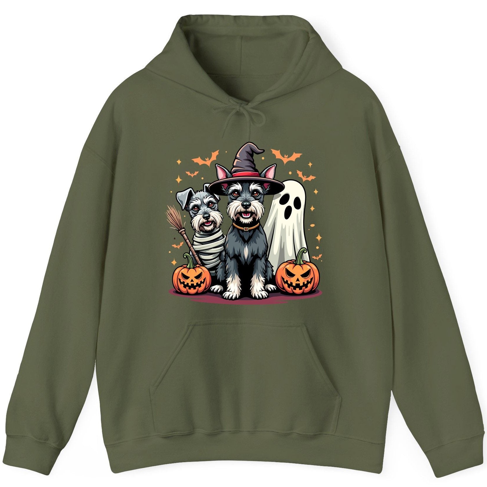 Halloween Schnauzer Dogs schnauzer dogs Hoodie Military Green product mockup