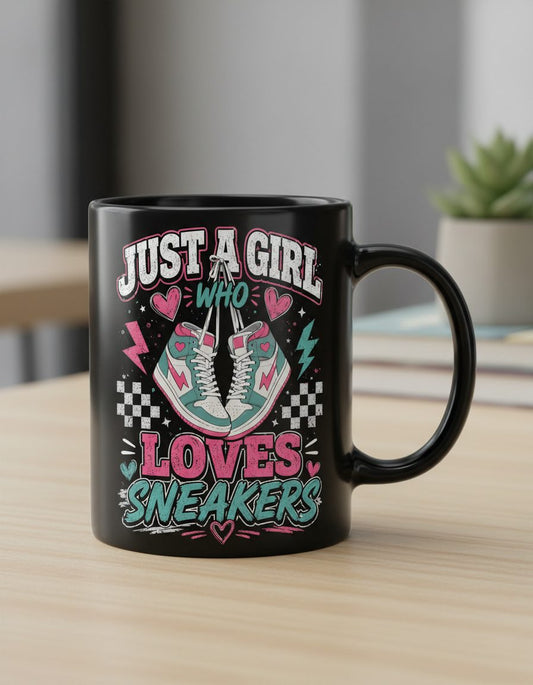 Sneakers Retro Sneakerheads Black Mug - product mockup - Black