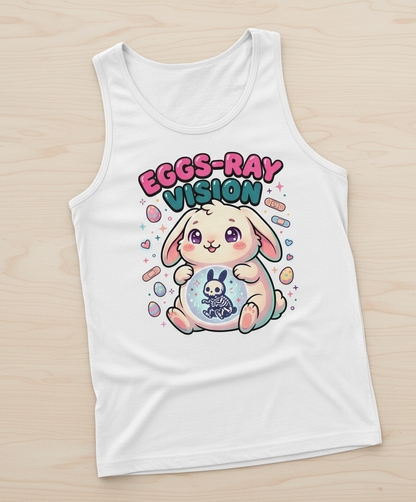 Eggs-Ray Vision Kawaii Easter Bunny Skeleton Tank Top - White