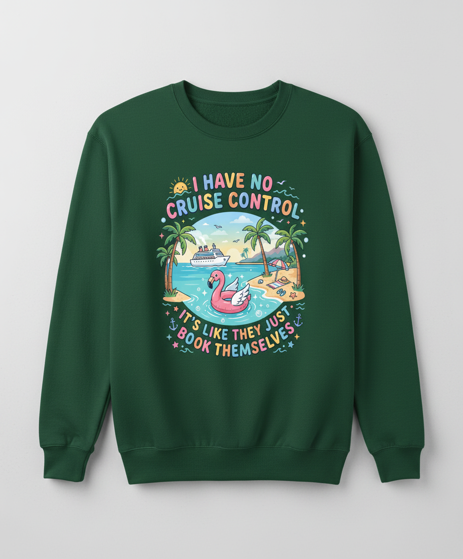 I Have No Cruise Control Funny Cruise Vacation Design Sweatshirt - Forest Green
