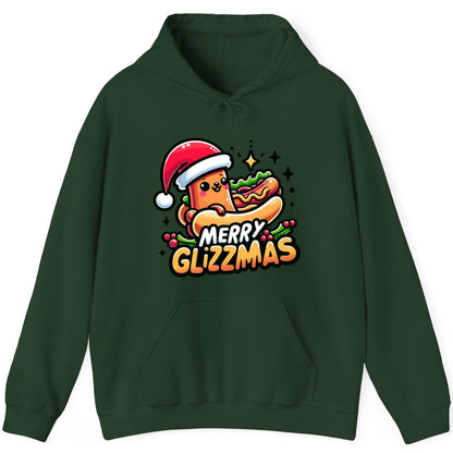 Merry Glizzmas hot dog Hoodie Forest Green product mockup