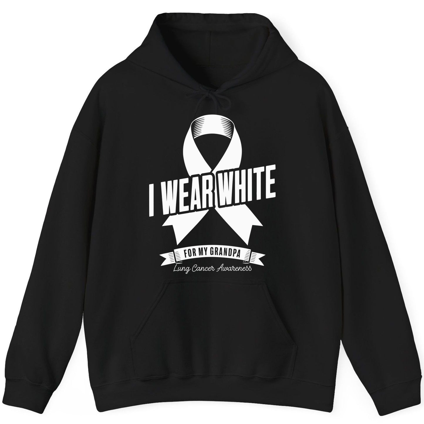 I Wear White for My Grandpa lung cancer awareness Hoodie Black product mockup