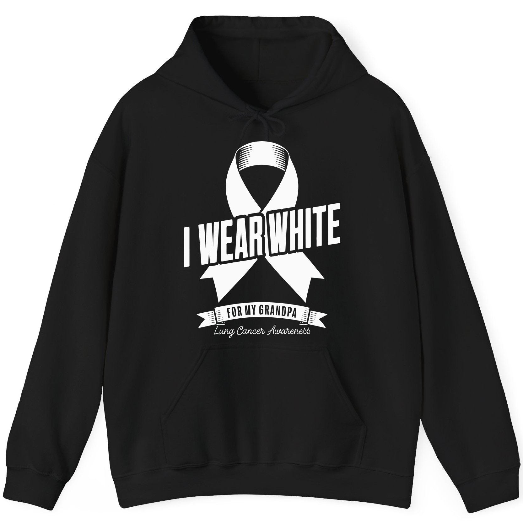 I Wear White for My Grandpa lung cancer awareness Hoodie Black product mockup