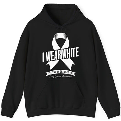 I Wear White for My Grandpa lung cancer awareness Hoodie Black product mockup