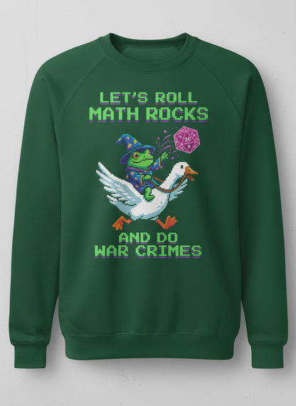 Let's Roll Math Rocks Frog Wizard Pixel Art TTRPG Design Sweatshirt - Forest Green