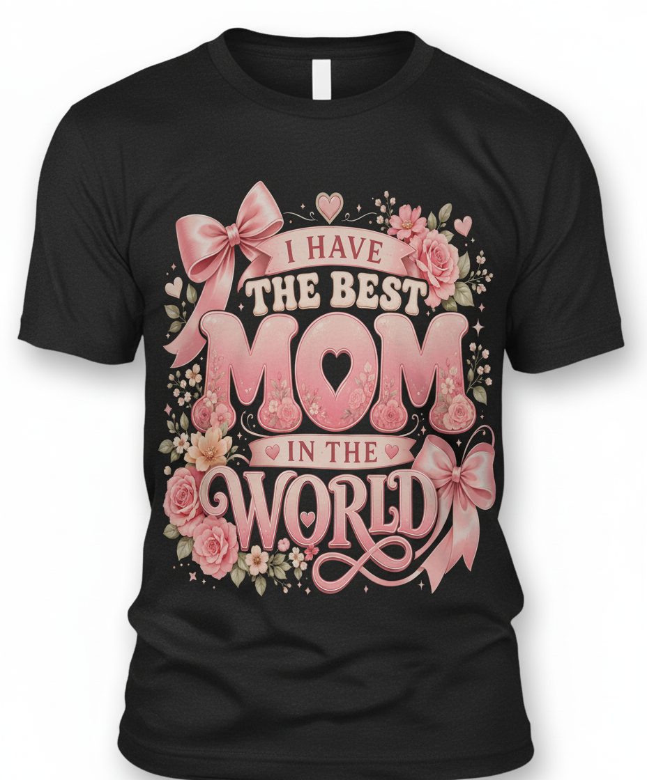 I Have the Best Mom in the World Mother's Day T-Shirt - product mockup - Black