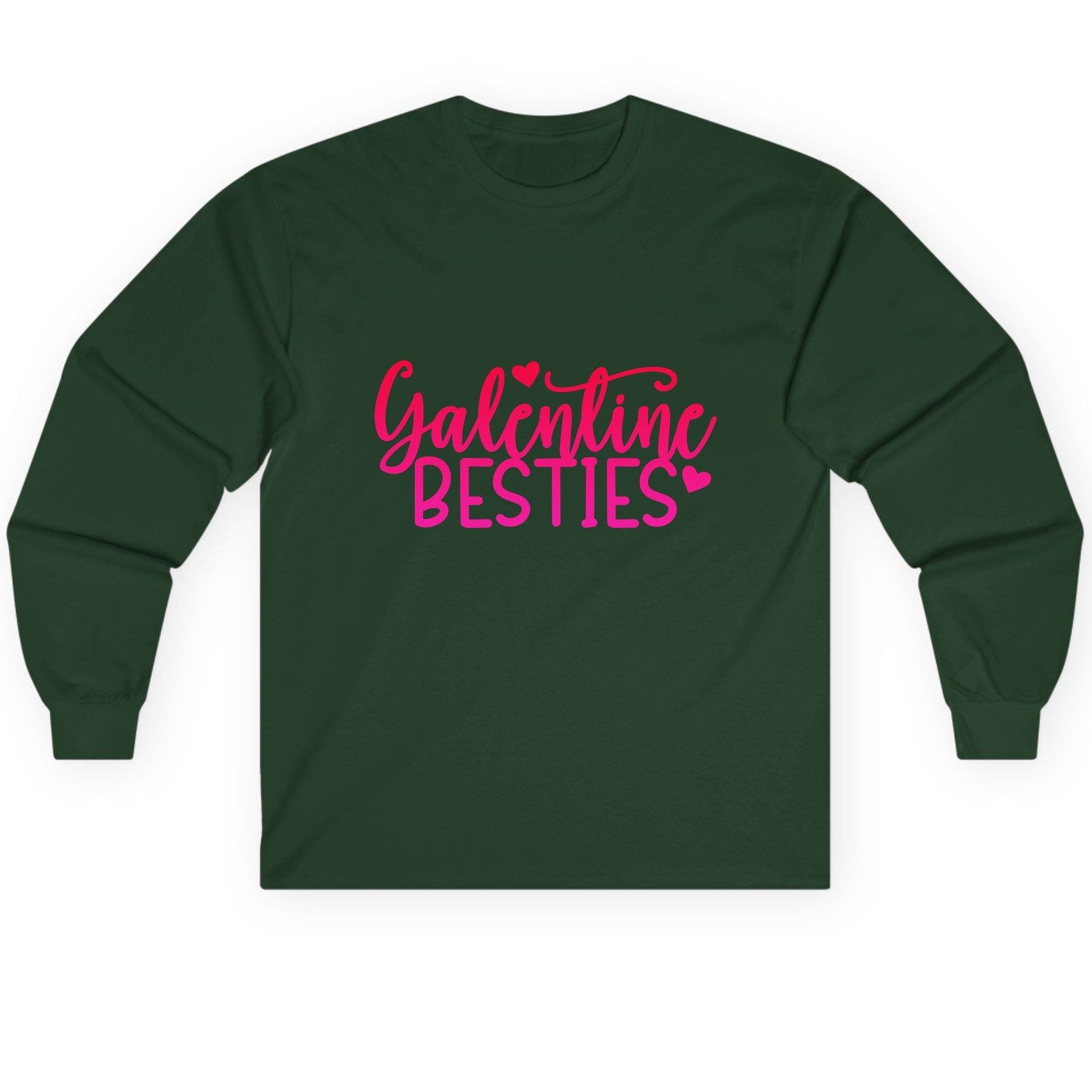 Galentine Besties galentine's day Long Sleeve Tee Forest Green product mockup