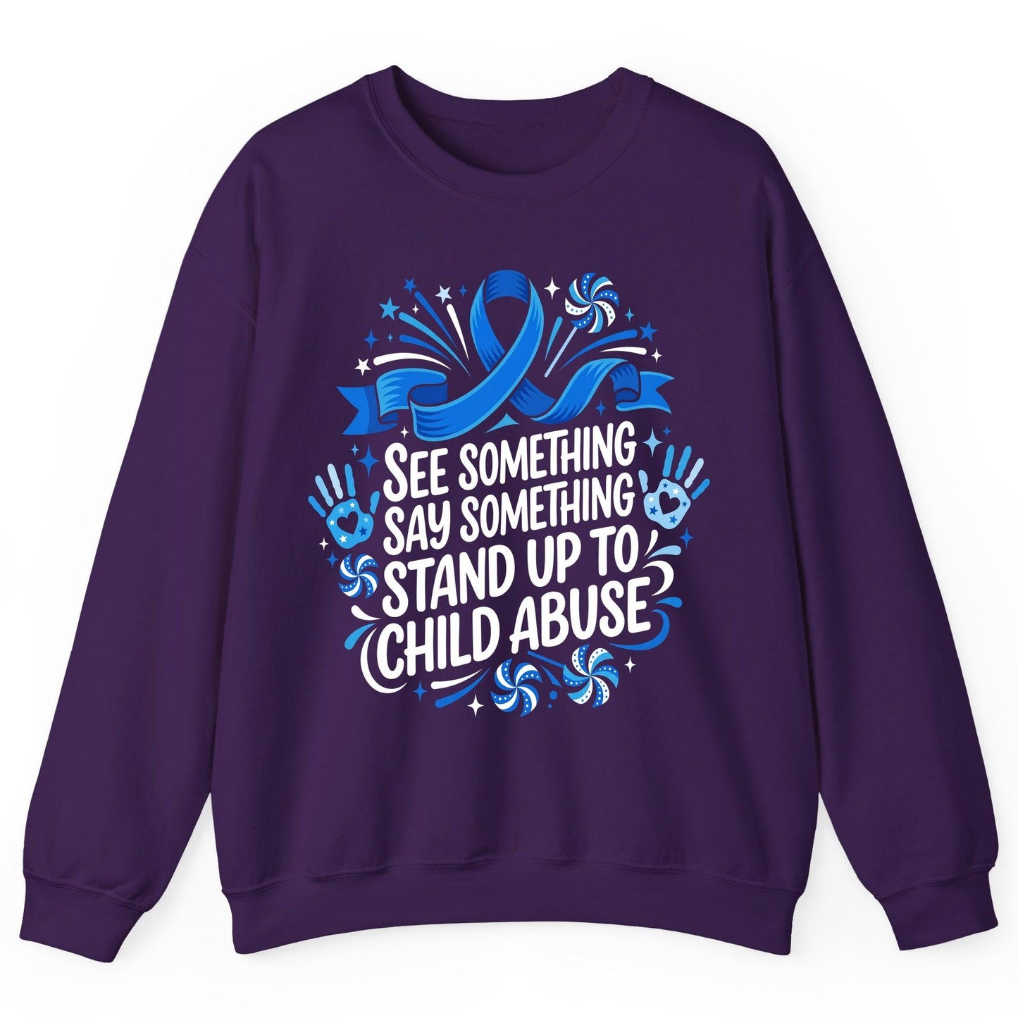 See Something Say Something Stand Up to Child Abuse Sweatshirt - product mockup - Purple